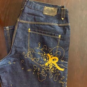 OK jeans with bubble yellow design